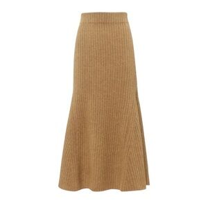 Nanushka Alyna Wool and Alpaca Flare Ribbed Maxi Skirt. Camel Size S #919